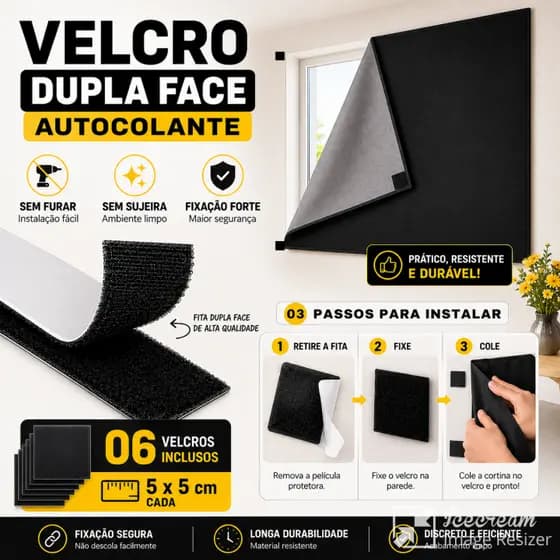 Cortina Blackout Painel com Velcro Corta Luz Sala Quarto Cozinha Janela Cortina Decorativa Fácil Instalar