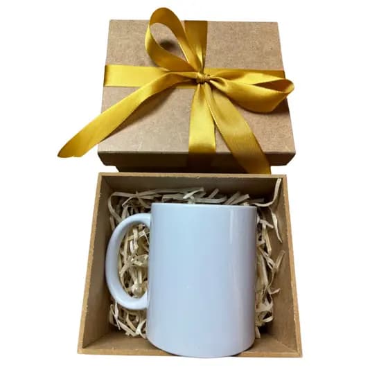 Caixinha de Presente Para Caneca personalizada - laço+ palha