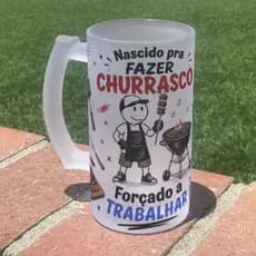 Caneca de Chopp Pai Presente Personalizado - Nascido Pra Fazer Churrasco Forçado a Trabalhar