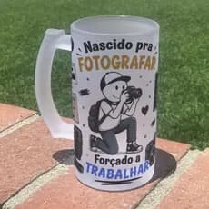 Caneca de Chopp | Dia dos Pais | Nascido Pra Fotografar forçado a Trabalhar