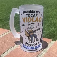 Caneca de Chopp Personalizada Dia dos Pais -  Nascido Pra tocar Violão forçado a Trabalhar