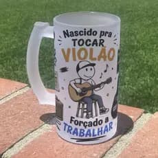 Caneca de Chopp Personalizada para Pai - Nascido pra tocar Violão Forçado a trabalhar