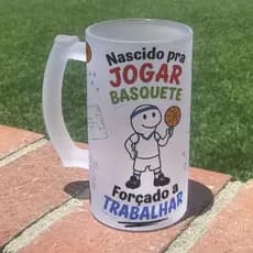 Caneca de Chopp Pai Presente Personalizado Nascido Pra Jogar Basquete forçado a trabalhar