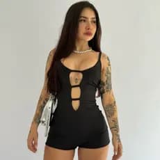 Macaquinho feminino academia suplex poliamida PP ao GG com decote