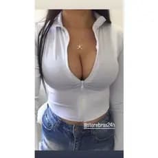 Cropped Feminino Manga Longa Suplex Com Ziper Moda Feminina Gringa