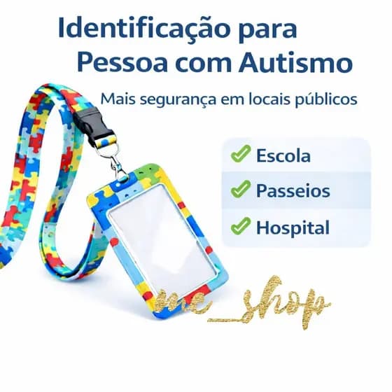 Porta Crachá Cordão Autismo com Engate Rápido