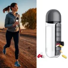 Garrafa Porta Comprimidos para Academia Fitness de Água 650ML