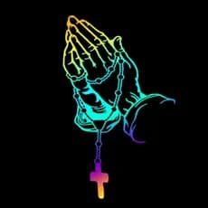 Adesivo Vinil de Mãos Orando com Rosário - Decalque Religioso Cristão
