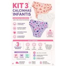 Kit 3 Calcinhas Infantis Menina Algodão Confortável Sortidas 100% ALGODAO