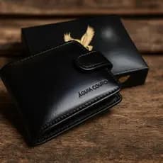 Carteira Masculina Couro Legítimo Preta com Fecho | 9 Cartões + Porta Documentos | Compacta e Segura