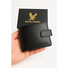 Carteira Masculina Couro Legítimo Preta com Fecho | 9 Cartões  | Compacta e Segura