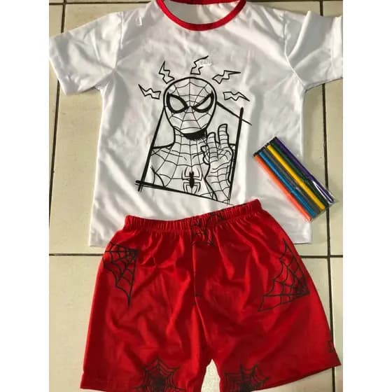Pijama de Pintar Colorir Masculino Menino Garoto Infantil Juvenil Tematico Desenhar Sonic