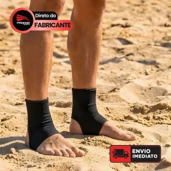 TORNOZELEIRA ELÁSTICA C/ COMPRESSÃO FUTVÔLEI – PROTEÇÃO FUTEBOL TREINOS ACADEMIA – PROGNE SPORTS