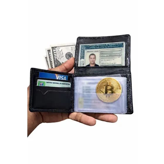 Carteira Masculina De Couro Legitimo Slim Compacta De Bolso