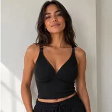 Cropped Top De Veludo Casual Com Bojo Soft
