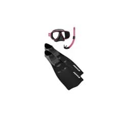 Kit Mergulho Mascara, Snorkel Rosa , Nadadeiras Seasub + Chaveiro Brinde