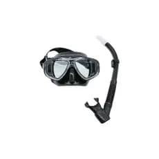 Kit Mergulho Mascara E Snorkel Respirador Kit Prata Seasub Cor Preto/Preto
