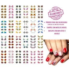Cartelão com 240 adesivos 3D finalizados com base para unhas