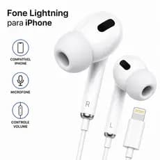 Fone de Ouvido iPhone Lightning Com Microfone Controle Volume Compatível iPhone 11 12 13 14 Pro Max