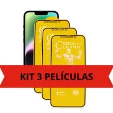 Kit 3 Películas Cerâmica Fosca IPhone 17 16 15 14 13 12 11 XR Xs 7 Plus 3D Flexivel Todos IPhones