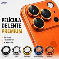 Película Lente Câmera iPhone Metal Premium Protetor 3D Anti Risco iPhone 17 16 15 14 13 12 11 Pro Max Plus