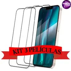 KIT 3 Películas de Vidro 3D/9D Para IPhone 14 15 16 XR 11 12 13 Xs Xs Max 11 Pro Max 15 Pro Max