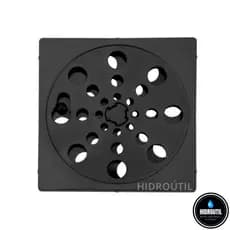 Ralo Quadrado Preto 10x10 ABS Abre e Fecha Antiodor para Banheiro