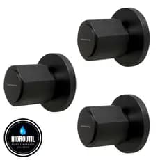 Kit 3 Acabamento Registro Banheiro C40 ABS Preto Padrao Deca