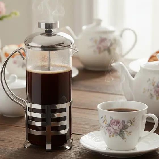 Cafeteira Gourmet Prensa Francesa 350ml Vidro Inox Tampa French Press Mesa Posta