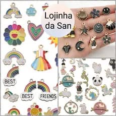 Pingentes fofos kawaii para colar, pulseira, gato, coelho, unicórnio, coração,  estrela,  chaveiro - luapo *06
