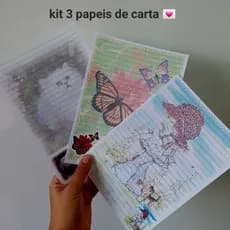 Kit com 3 papéis de carta super fofa kawaii , papelaria fofa scrapbook material escolar