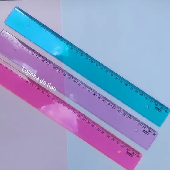 régua de 30 cm variad cores, papelaria fofa material escolar volta as aulas lojinha da San