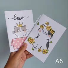 kit de Caderno tamanho  super fofo de gato e cachorro tamanho A5 e A6  material escolar volta as aulas lojinha da San