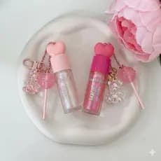 Gloss Labial com chaveiro e pingentes Kawai  | Lip Gloss hidratante| Brilho espelhado | Gloss com chaveiro