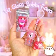 Lip Gloss labial com Brilho Labial, 2 em 1 | Com Chaveiro fofo para colocar na bolsa | brilho labial infantil
