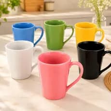 Kit 6 Canecas Tulipa Porcelana 250ml Coloridas Café Chá Xícaras Conjunto Mesa Cozinha
