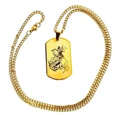 Colar Correntinha com Pingente Medalha Santo São Jorge Dragão Proteção Religioso Aço Inox