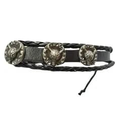 Pulseira Bracelete Boi Cowboy Cowgirl Couro Ajustável