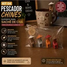 Kit de Segurador De Saqunhos de Chá para Xícara Caneca Modelo Pescador Chinês. Decoração Enfeite Top