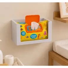 Porta Lenços Umedecidos Parede Sem Furo Suporte / Banheiro Organizador Quarto meu Bebê Nude e Branco