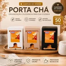 Porta Sachês de Chá Organizador Dispenser Decorativo para Cozinha Cantinho do Café Preto Branco Nude