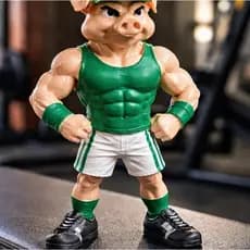 Boneco Action Figure Mascote Verdão10x9cm Porco Musculoso Campeão Mundial Palmeirense Torcida Brasil