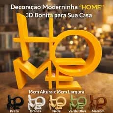 Decoração HOME 3D Moderna Peça Decorativo para Sala e Quarto