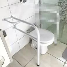Suporte Barra Apoio Lateral c/ Pé Banheiro Idosos Portadores Necessidades Especiais Pessoas com Deficiência em Aço