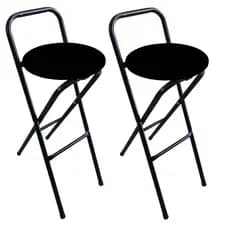 Kit 2 Banco Banqueta Alta Dobrável Camping Estofada Aço