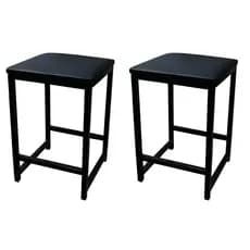 Kit 2 Banqueta Baixa Sem Encosto Quadrada Estilo Industrial Cozinha Balcão Bar Preto Liso