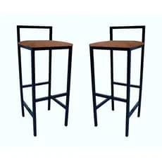 Kit 2 Banqueta Alta Com Encosto Quadrada Estilo Industrial Cozinha Balcão Bar