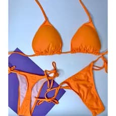 Biquíni Fio Dental Ajustável Cortininha Com Bojo Lacinho Laranja Moda Praia Moda Feminina