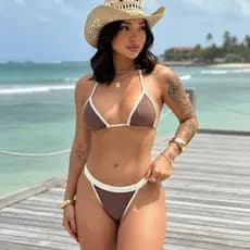 Biquini Guarujá Fita Marquinha Fio dental Moda Praia Brasil Copa