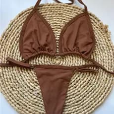 Biquini Marquinha Bronze Perfeito Corrininha Fio Dental Moda Praia Moda Feminina